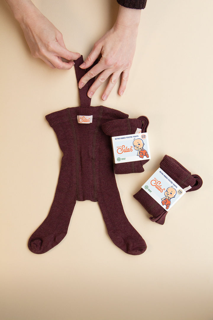 Silly Silas Baby Footed Cotton Tights - Fig Blend