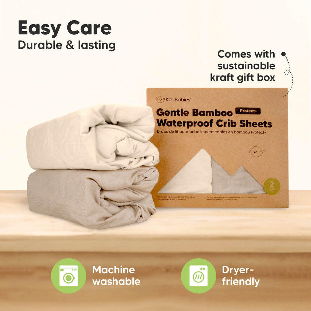 KeaBabie 2-Pack Waterproof  Crib Sheet - Sage