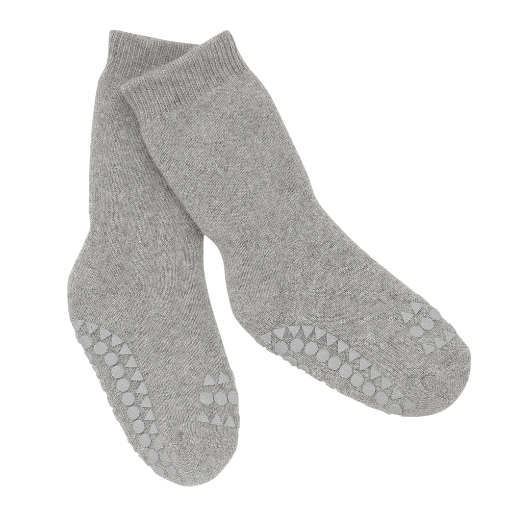 Gobabygo Non-Slip Socks Cotton - Light Grey Melange