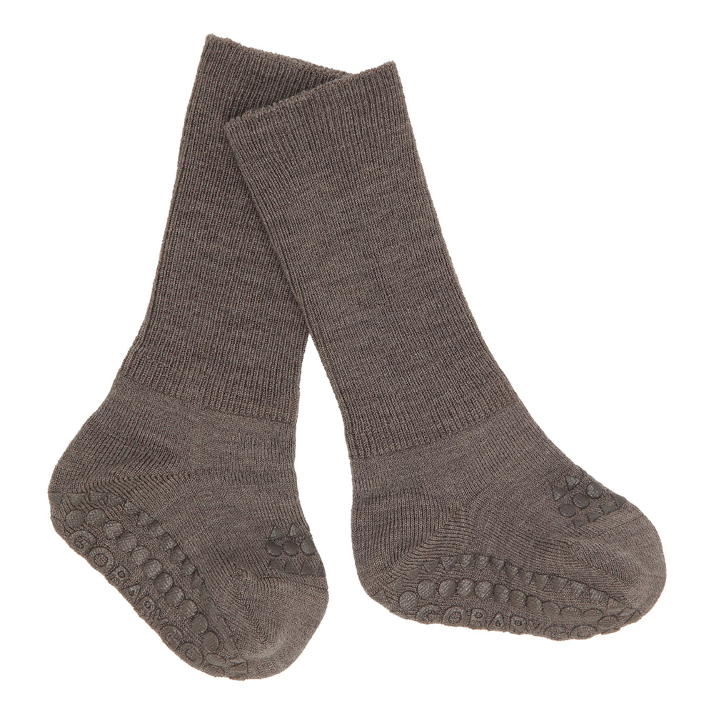 Gobabygo Non-Slip Socks Wool - Brown Melange