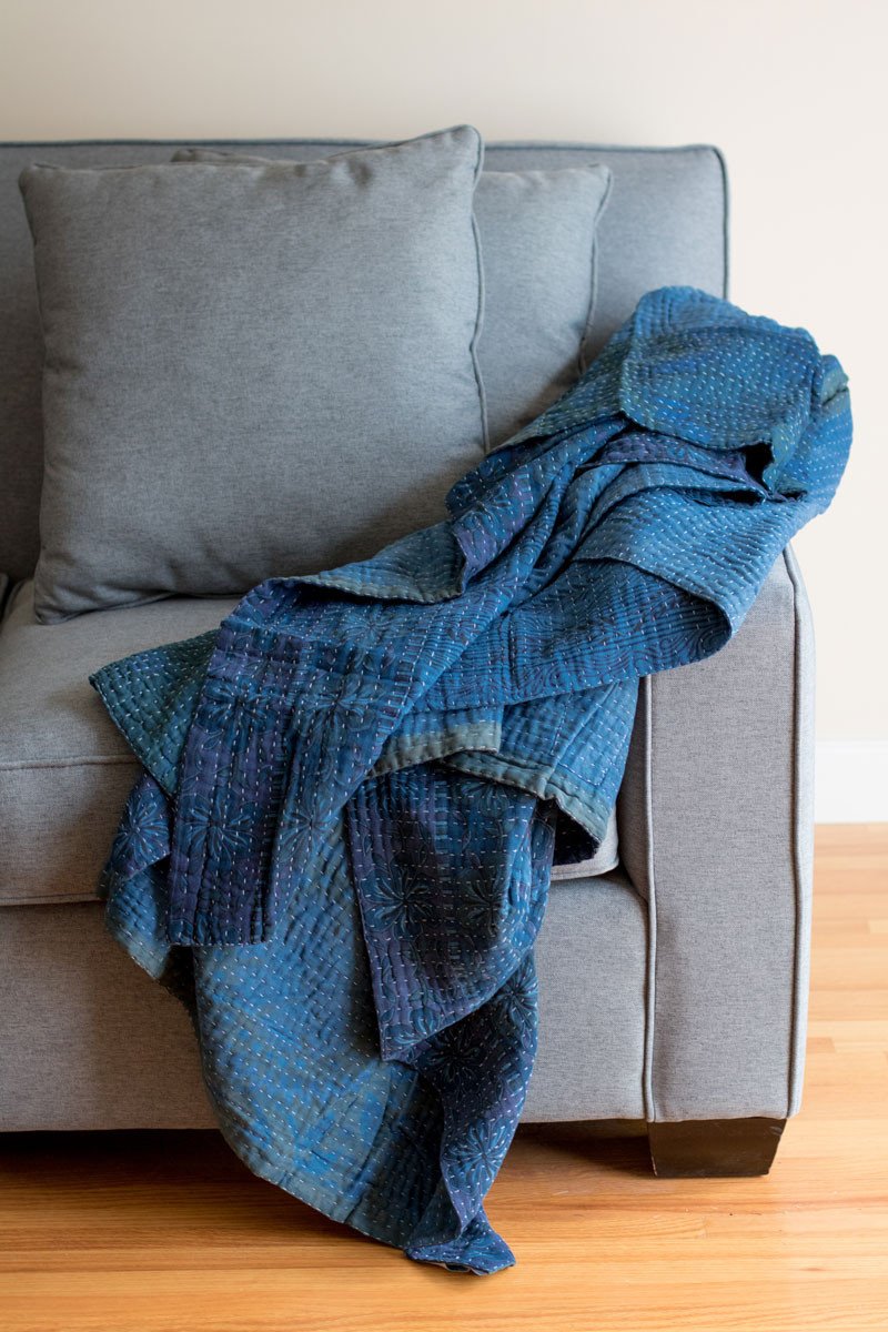 Dignify -  Indigo Kantha Mini Throw