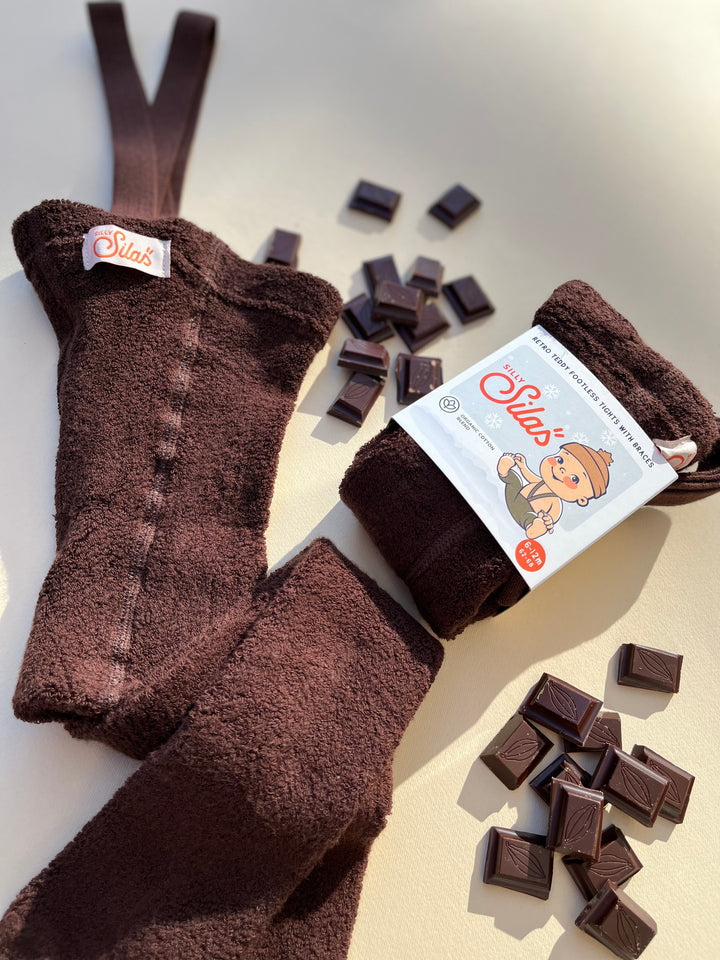 Silly Silas Baby Teddy Footless Cotton Tights - Chocolate Brown