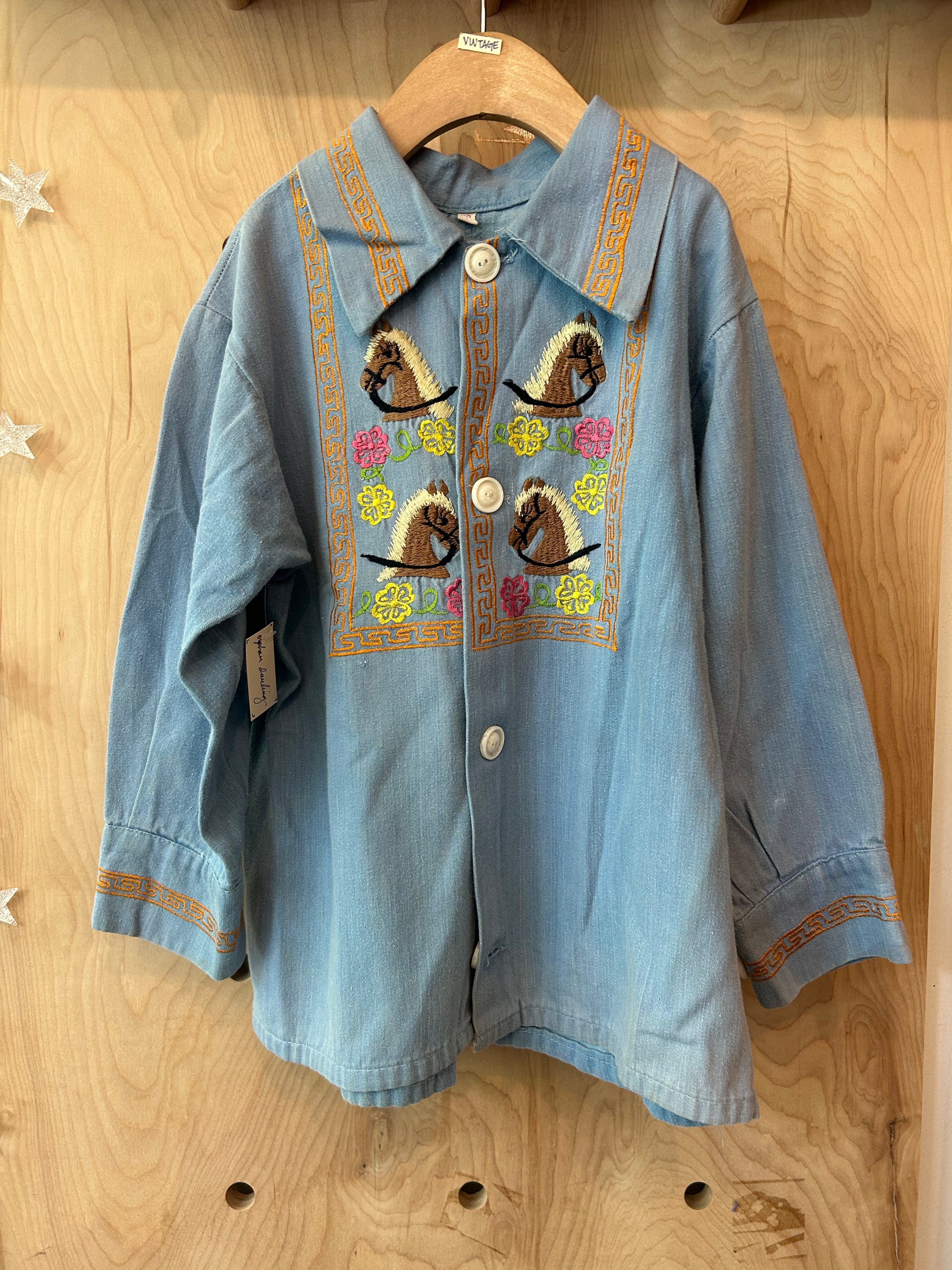 Orphan Darling by Jemima Kirke- Embroidered Horse Shirt-Size 5-7Y