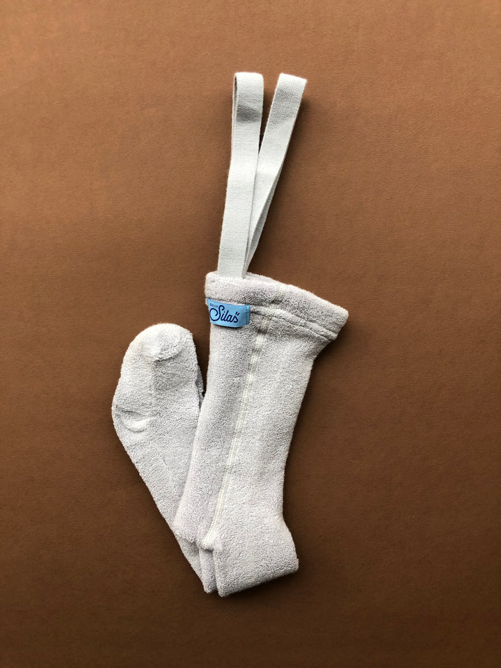 Silly Silas Teddy Footed Tights - Peal Grey