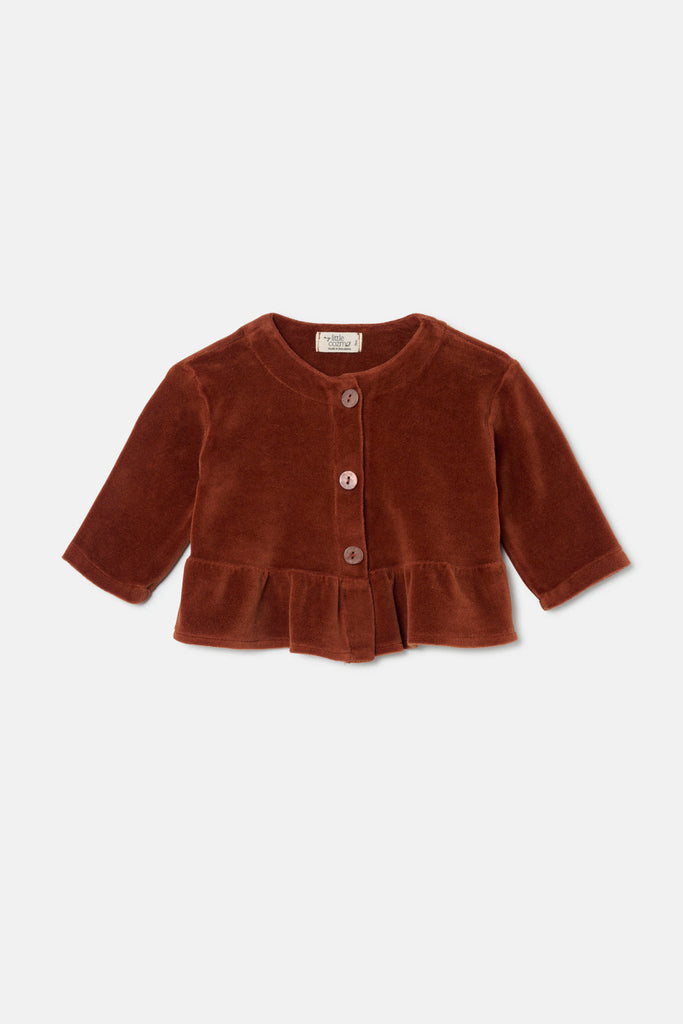 My Little Cozmo Velour Flounce Baby Jacket - Brown