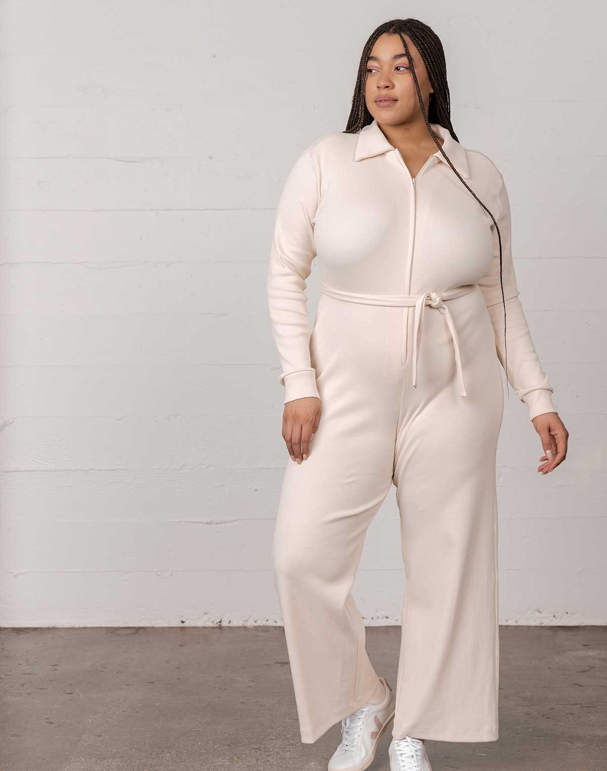 Noble Adult Rib Jumpsuit - Oat Milk