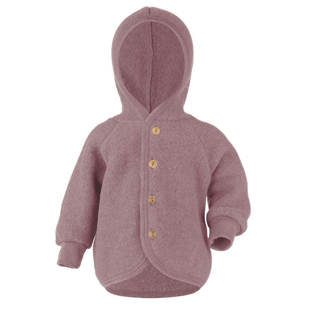 Engel Hooded Jacket with Wooden Buttons - Rosewood