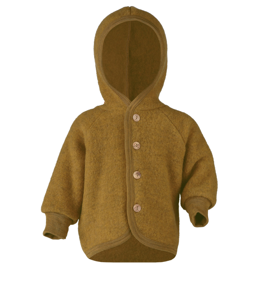 Engel Hooded Jacket with Wooden Buttons - Saffron