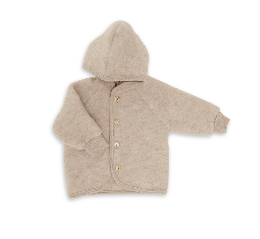 Engel Hooded Jacket with Wooden Buttons - Sand