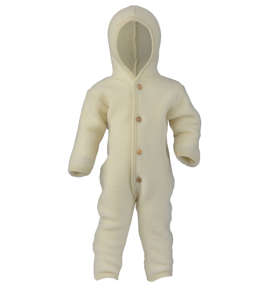 Engel Hooded Overalls with Buttons - Natural