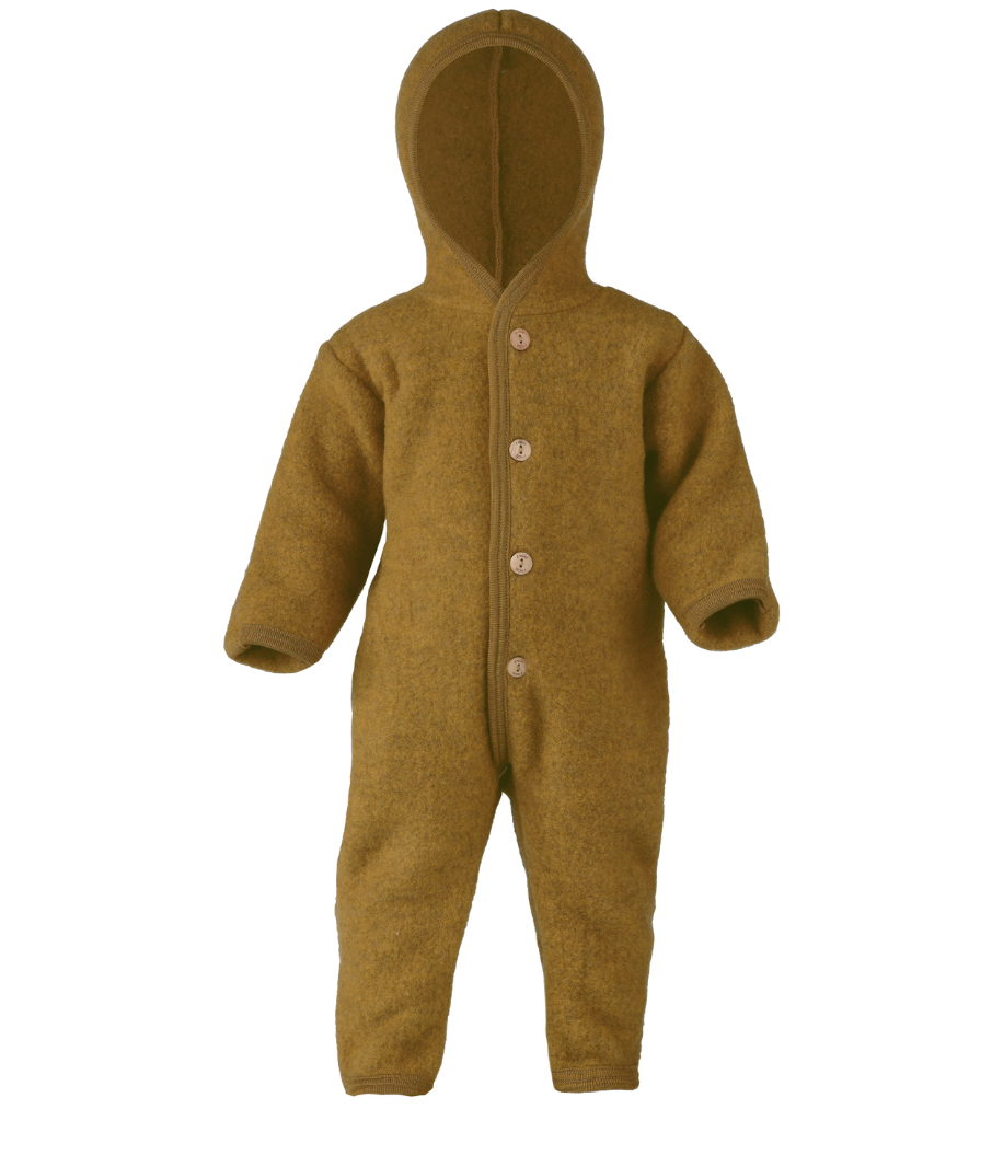 Engel Hooded Overalls with Buttons - Saffron