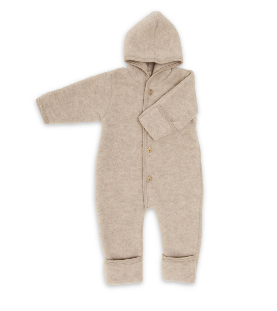 Engel Hooded Overalls with Buttons - Sand
