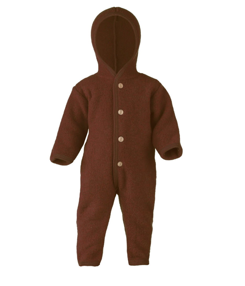 Engel Hooded Overalls with Buttons - Cinnamon