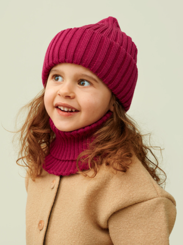 Mainio Rib Beanie Wool - Fuchsia