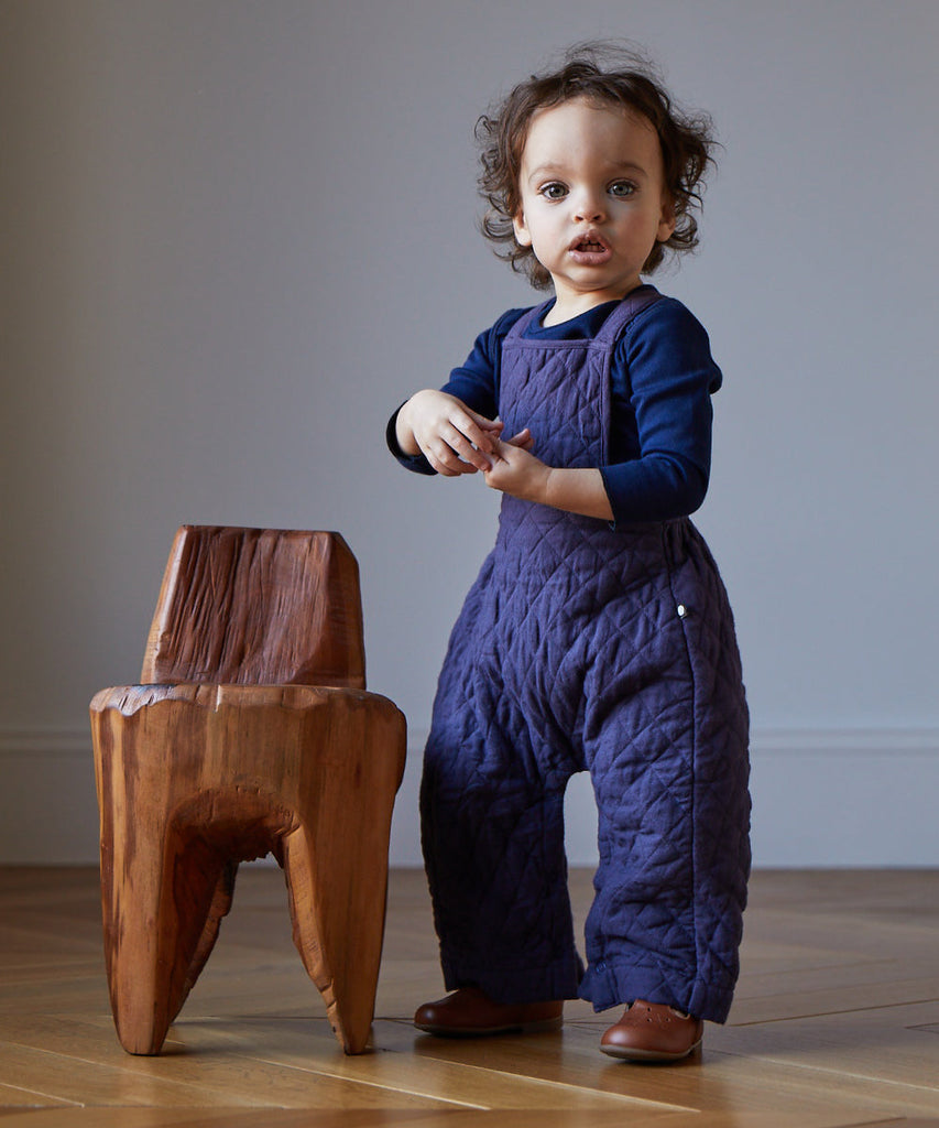 Oeuf Quilted Overalls -Raisin