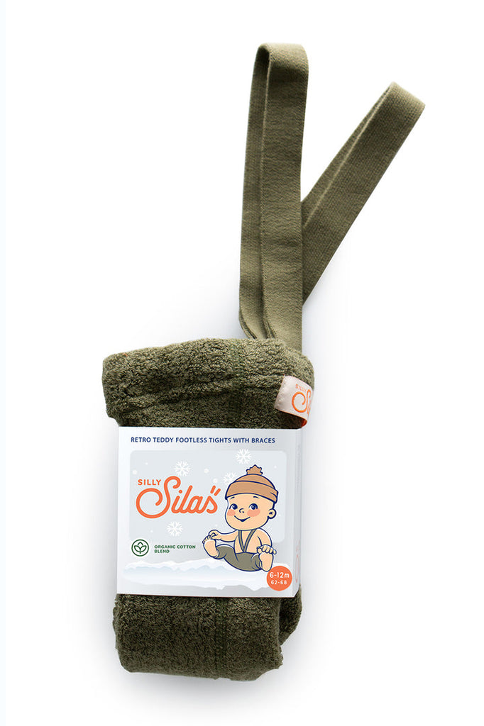 Silly Silas Baby Teddy Footless Cotton Tights - Olive