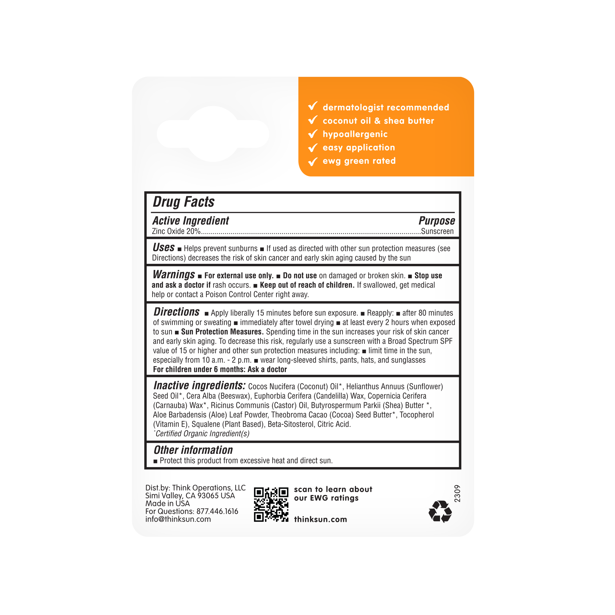 Think - Think Baby SPF 30 Face & Body Sunscreen Stick