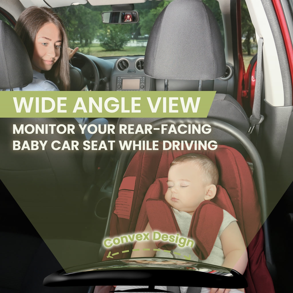 KeaBabies Baby Car Seat Mirror - Sleek Black