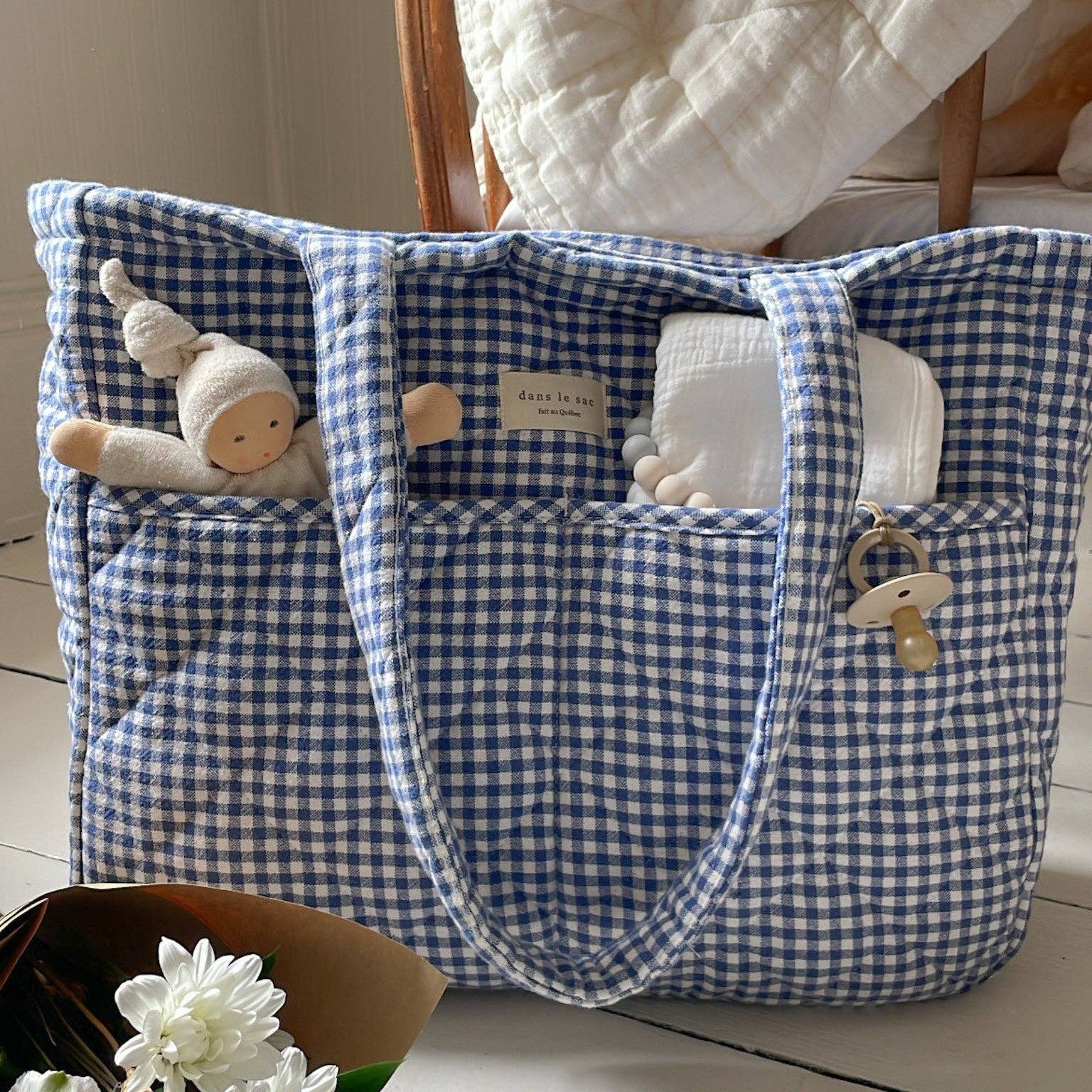 Dans le sac - Organic cotton diaper bag - Gingham collection