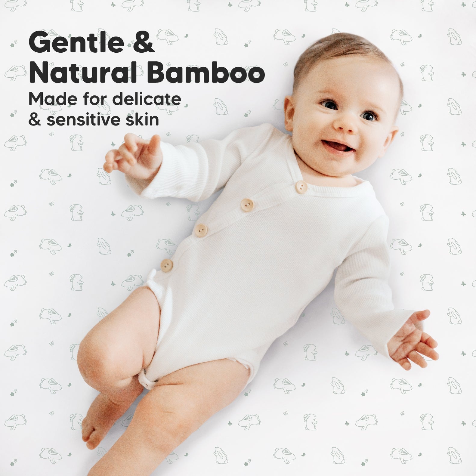 KeaBabie 2-Pack Gentle Bamboo Fitted Mini Crib Sheet - Bunnies