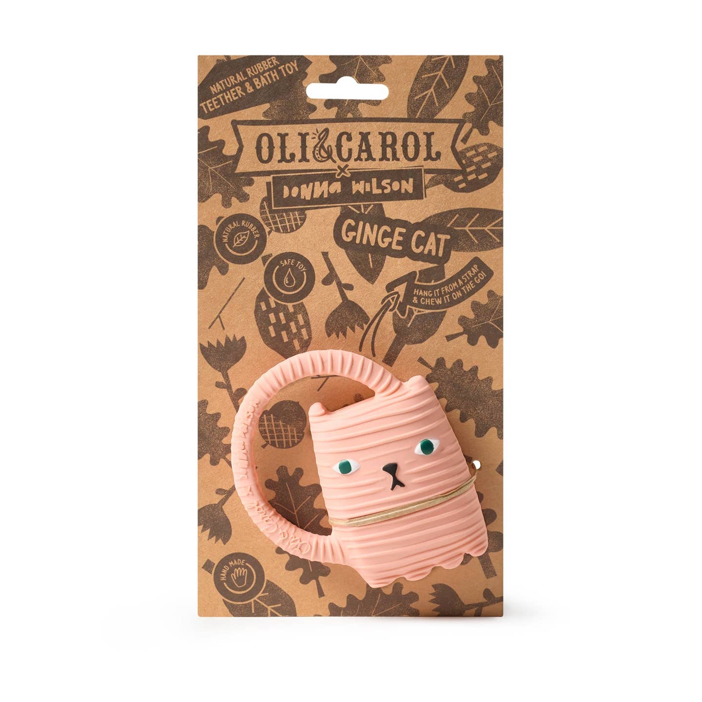 Oli & Carol Natural Rubber Teether - Ginger Cat