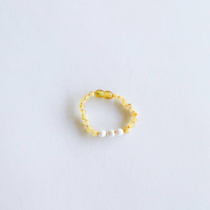 CanyonLeaf Raw Honey Baltic Amber and Pearls Anklet