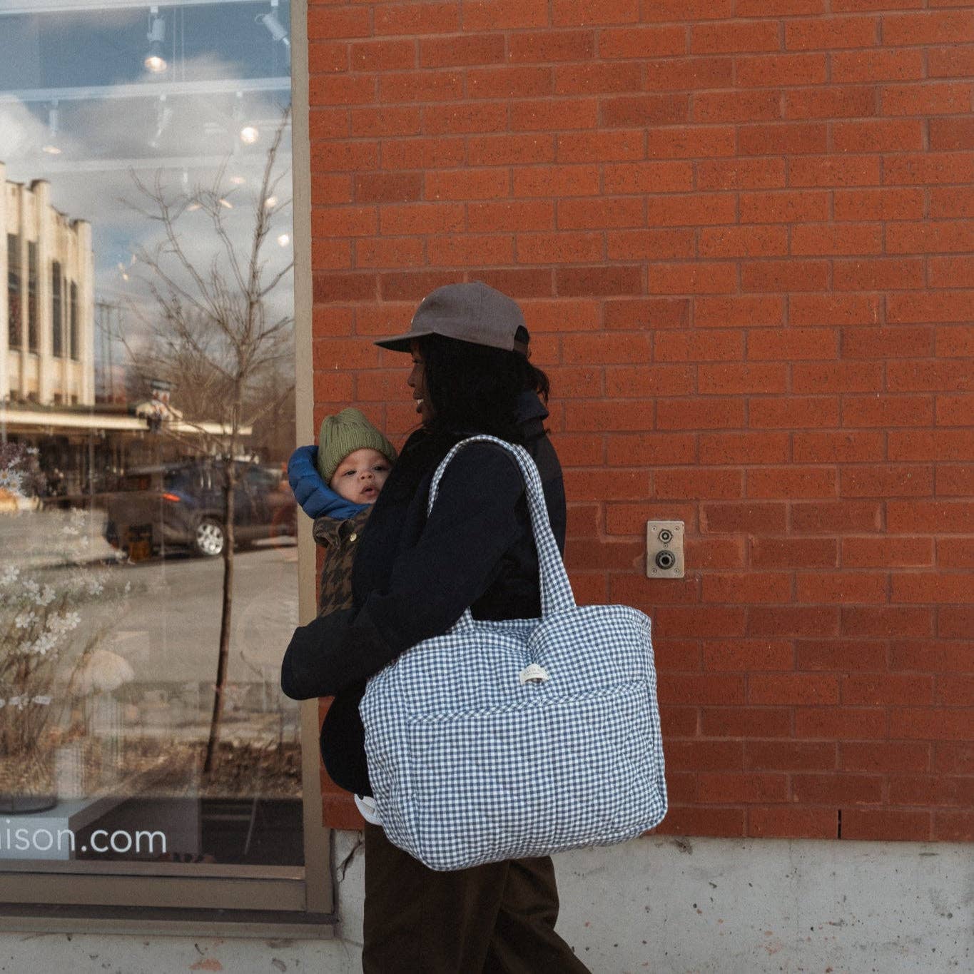 Dans le sac - Organic cotton diaper bag - Gingham collection