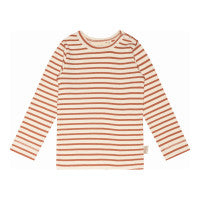 Petit Piao T-Shirt L/S Modal Striped - Brown/ Off White