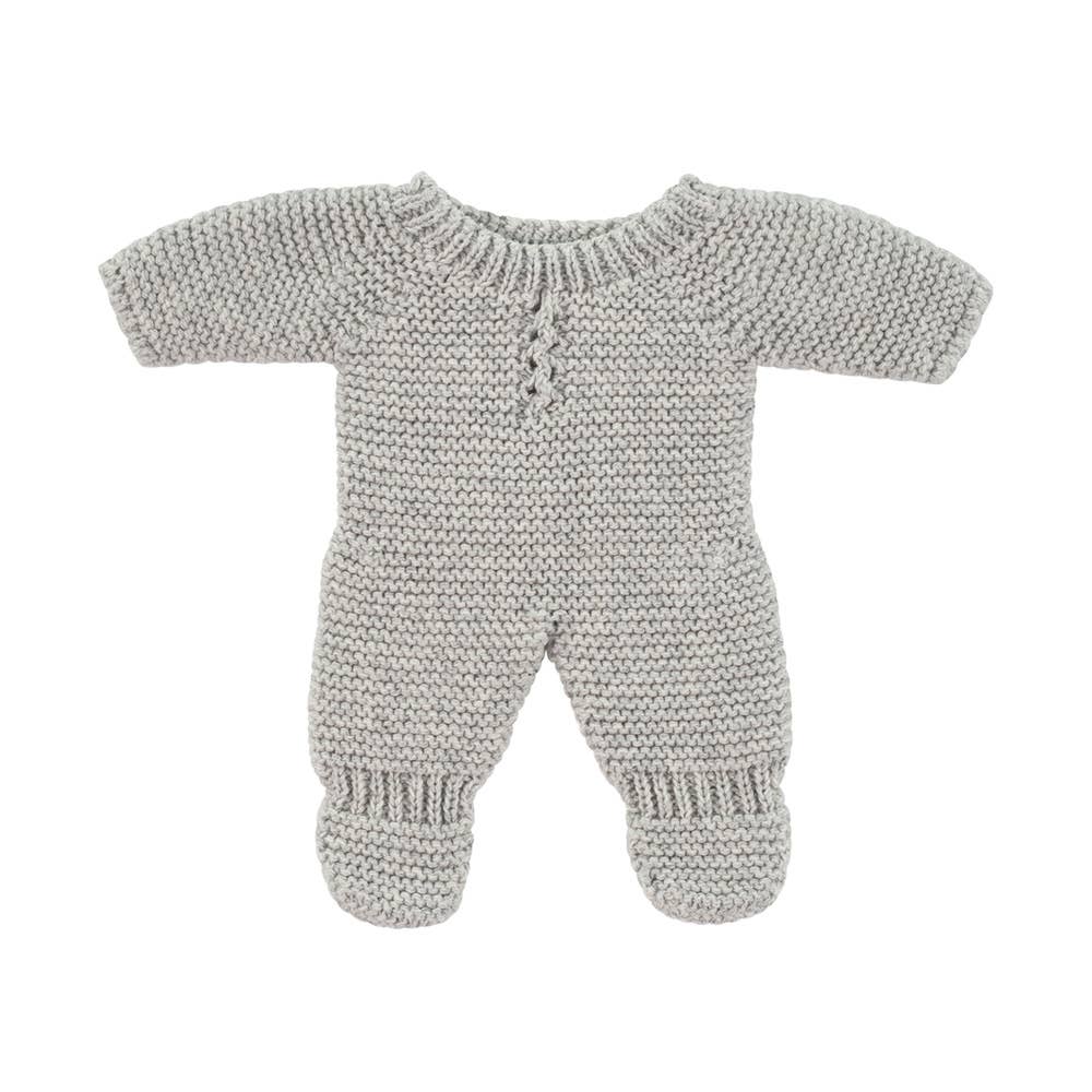 Miniland Knitted Doll Outfit 8" Knitted Pajamas - Gray