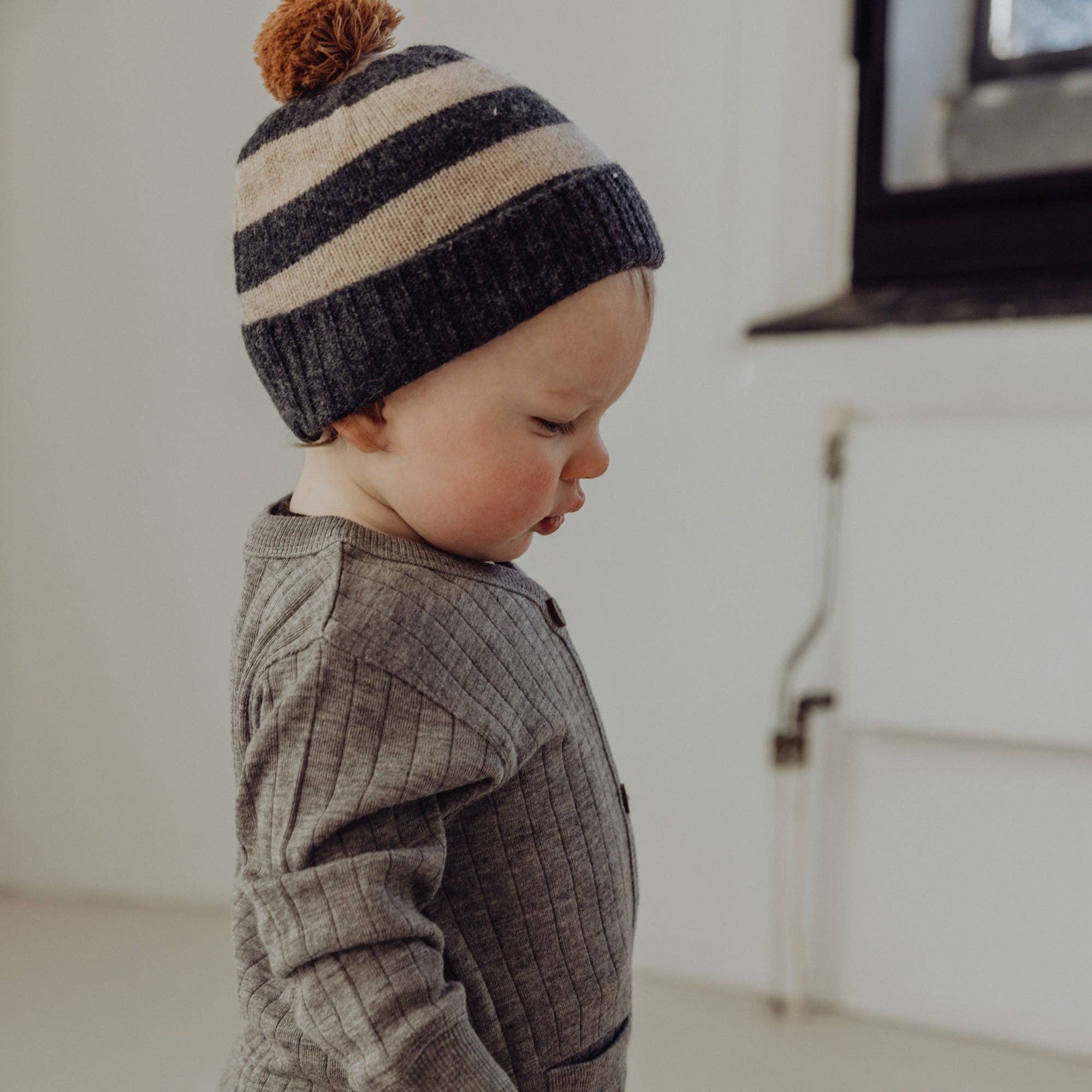 Finch & Fable - Wool Knitted Beanie - Stripe Storm
