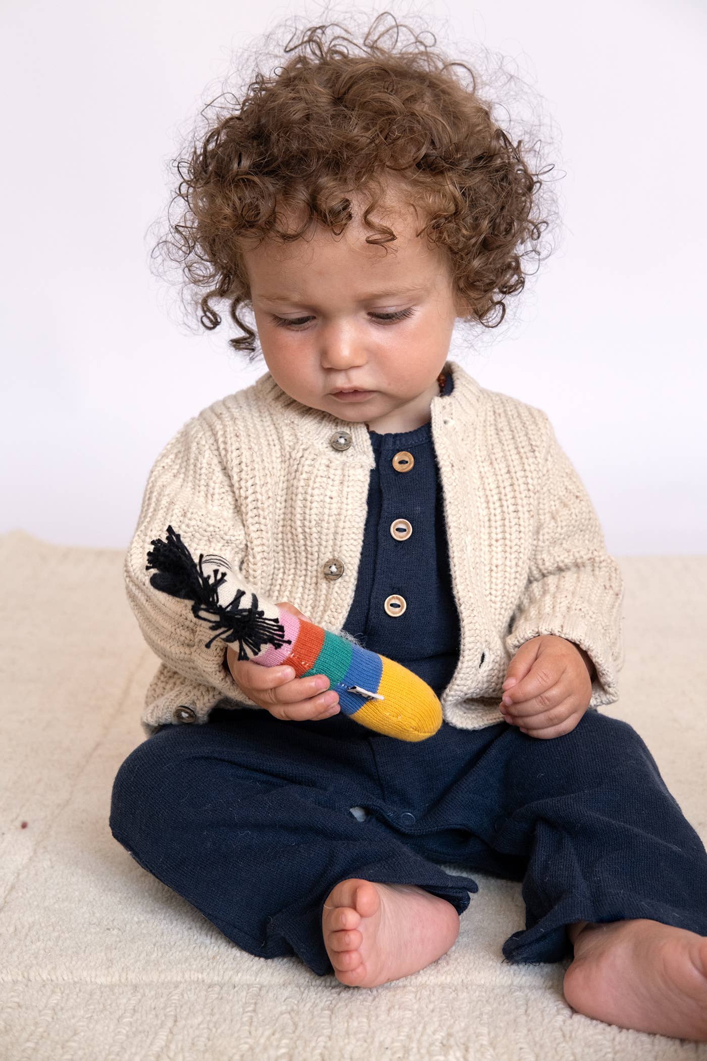 Sophie Home Ltd - Cotton Knit Baby Rattle Toy: Zebra Rainbow