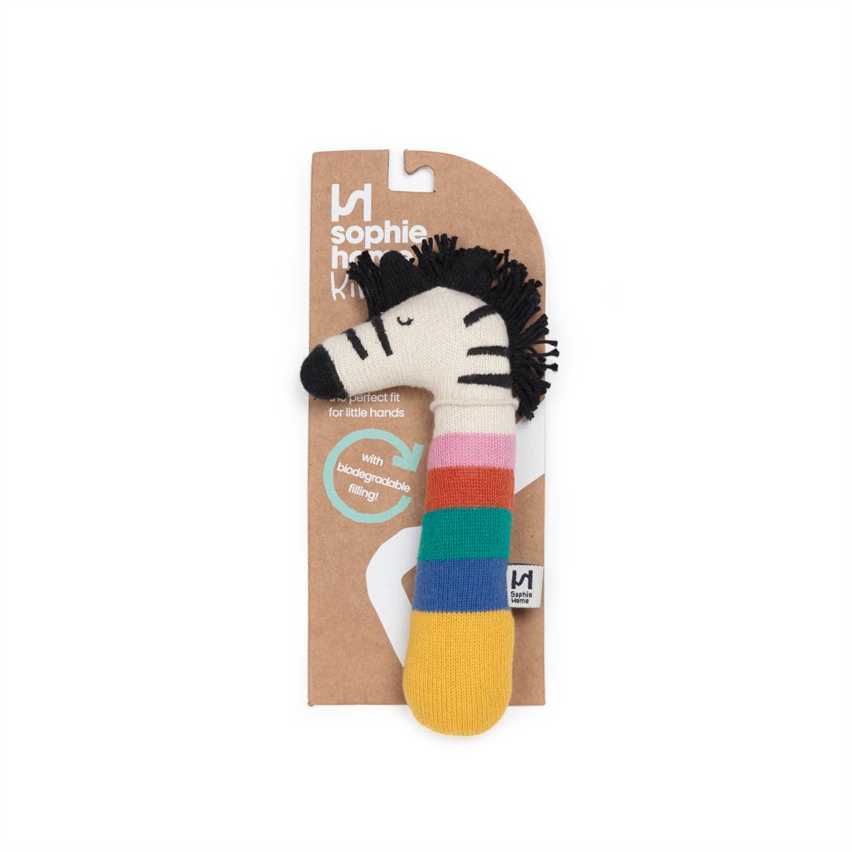 Sophie Home Ltd - Cotton Knit Baby Rattle Toy: Zebra Rainbow