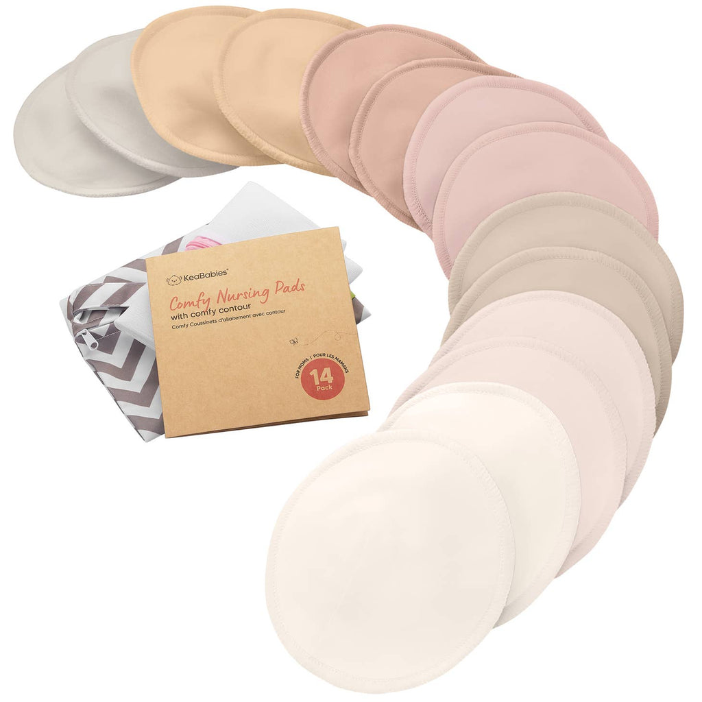 KeaBabie 14pk Comfy Reusable Organic Nursing Pads - Neutralsh