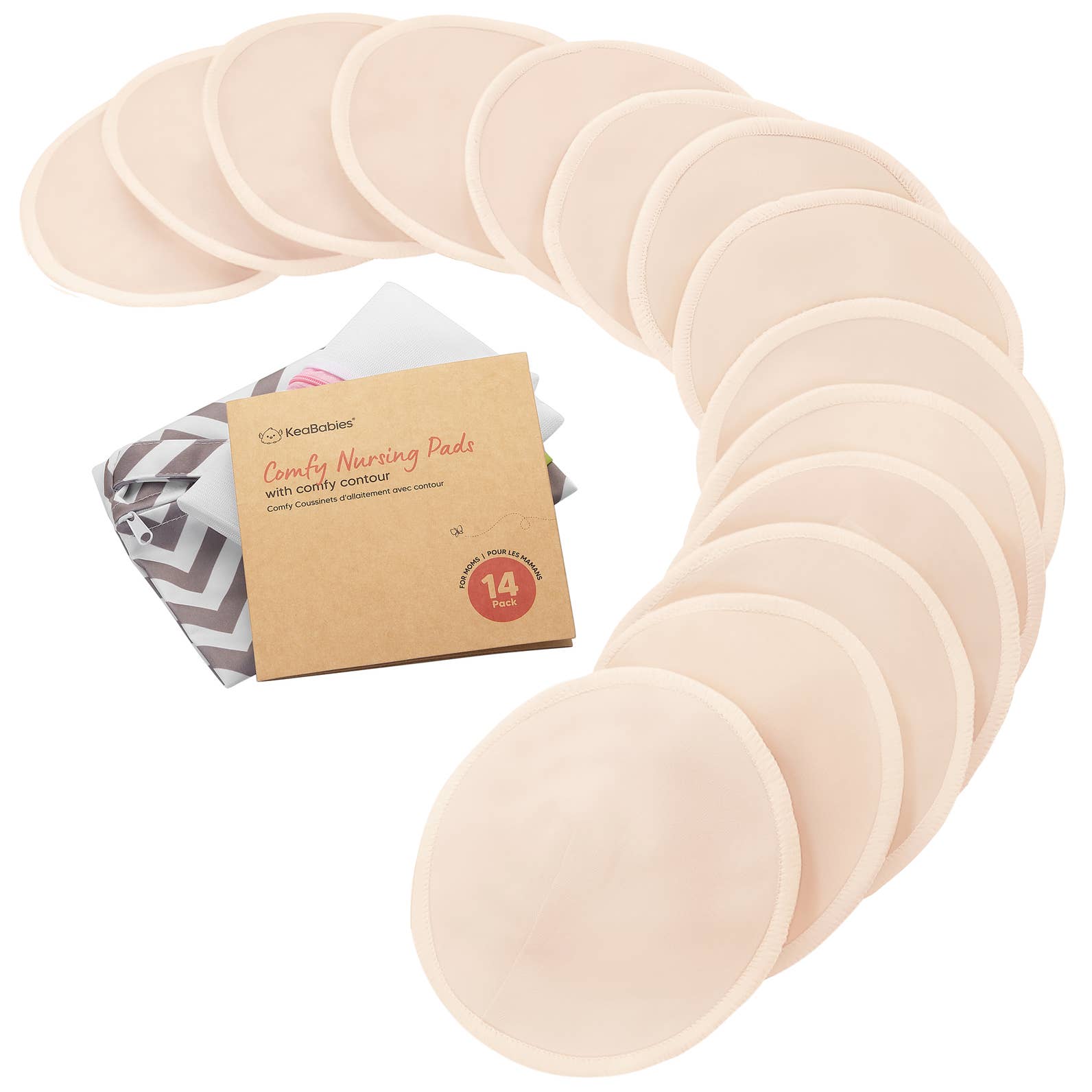 KeaBabie 14pk Comfy Reusable Organic Nursing Pads - Bare Beige