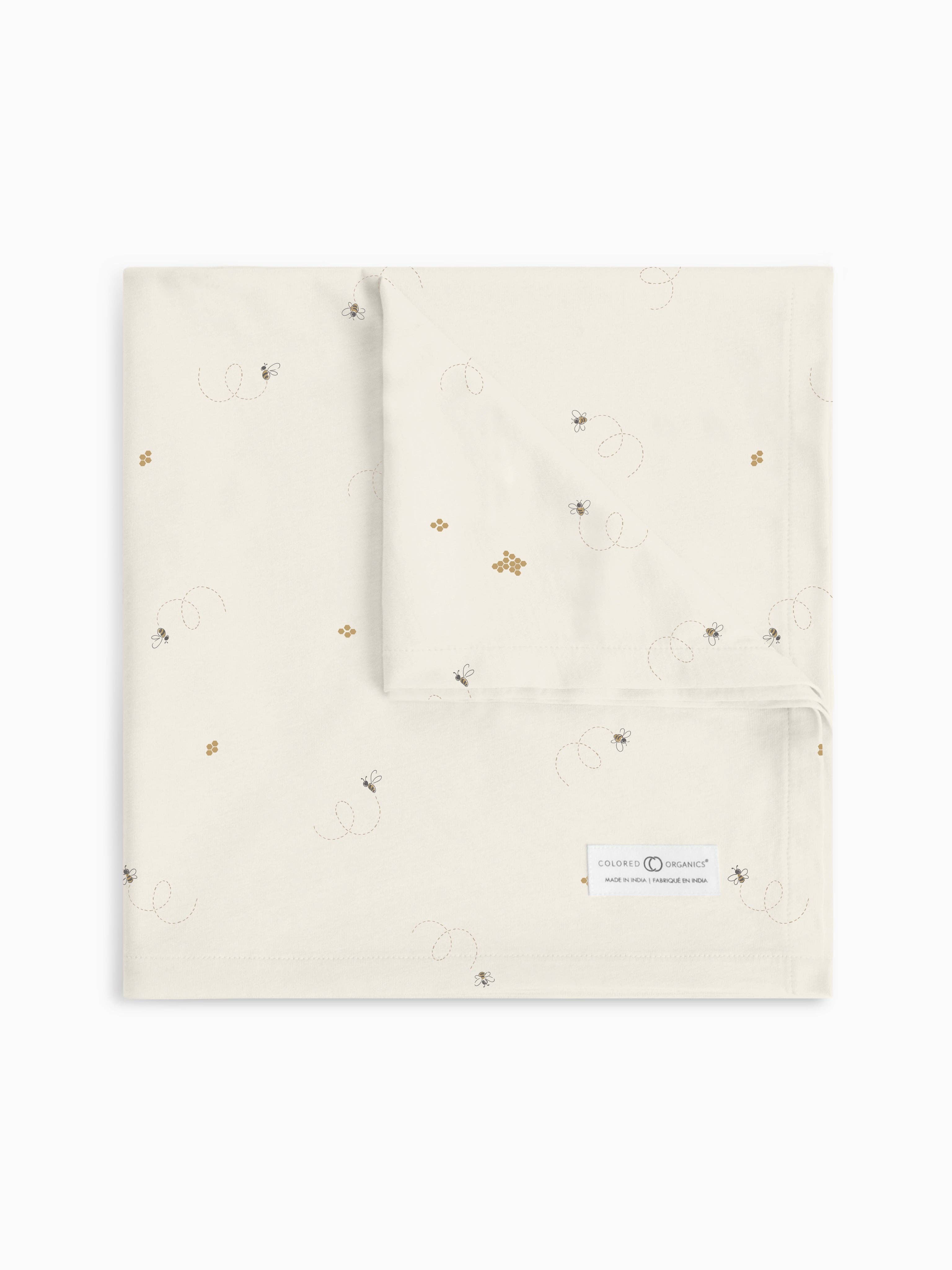 Colored Organics - Swaddle Blanket - Bee / Pewter