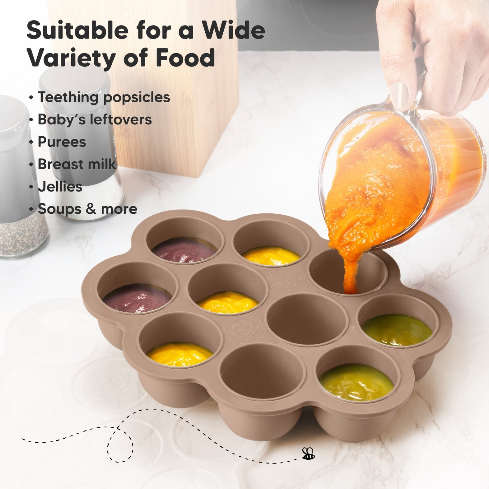 Prep Silicone Baby Food Freezer Tray With Clip-on Lid, 2oz X