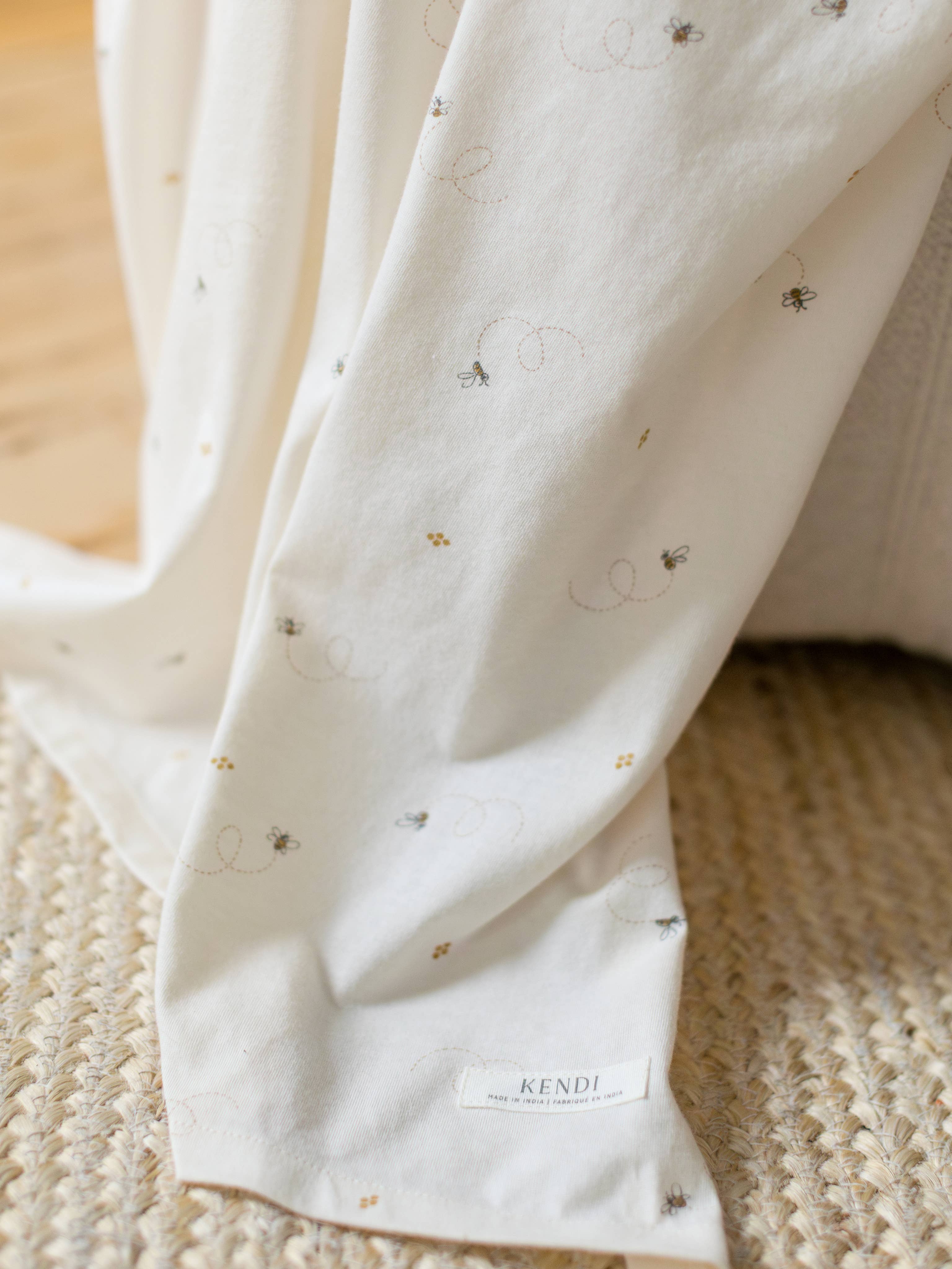 Colored Organics - Swaddle Blanket - Bee / Pewter