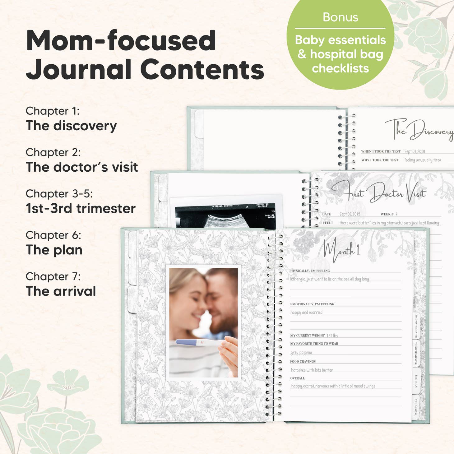 KeaBabies Blossom Pregnancy Journal Book  For First Time Mom