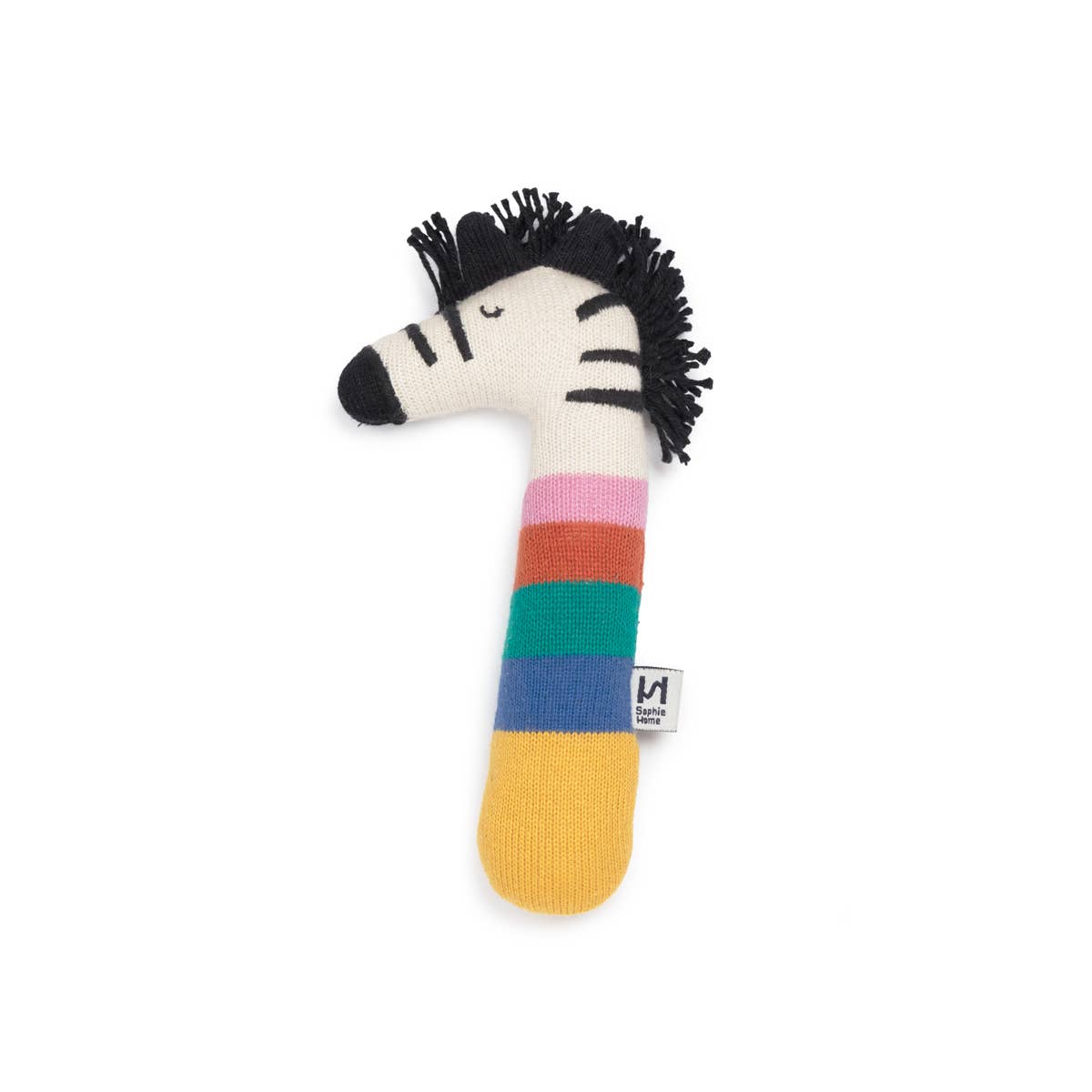 Sophie Home Ltd - Cotton Knit Baby Rattle Toy: Zebra Rainbow