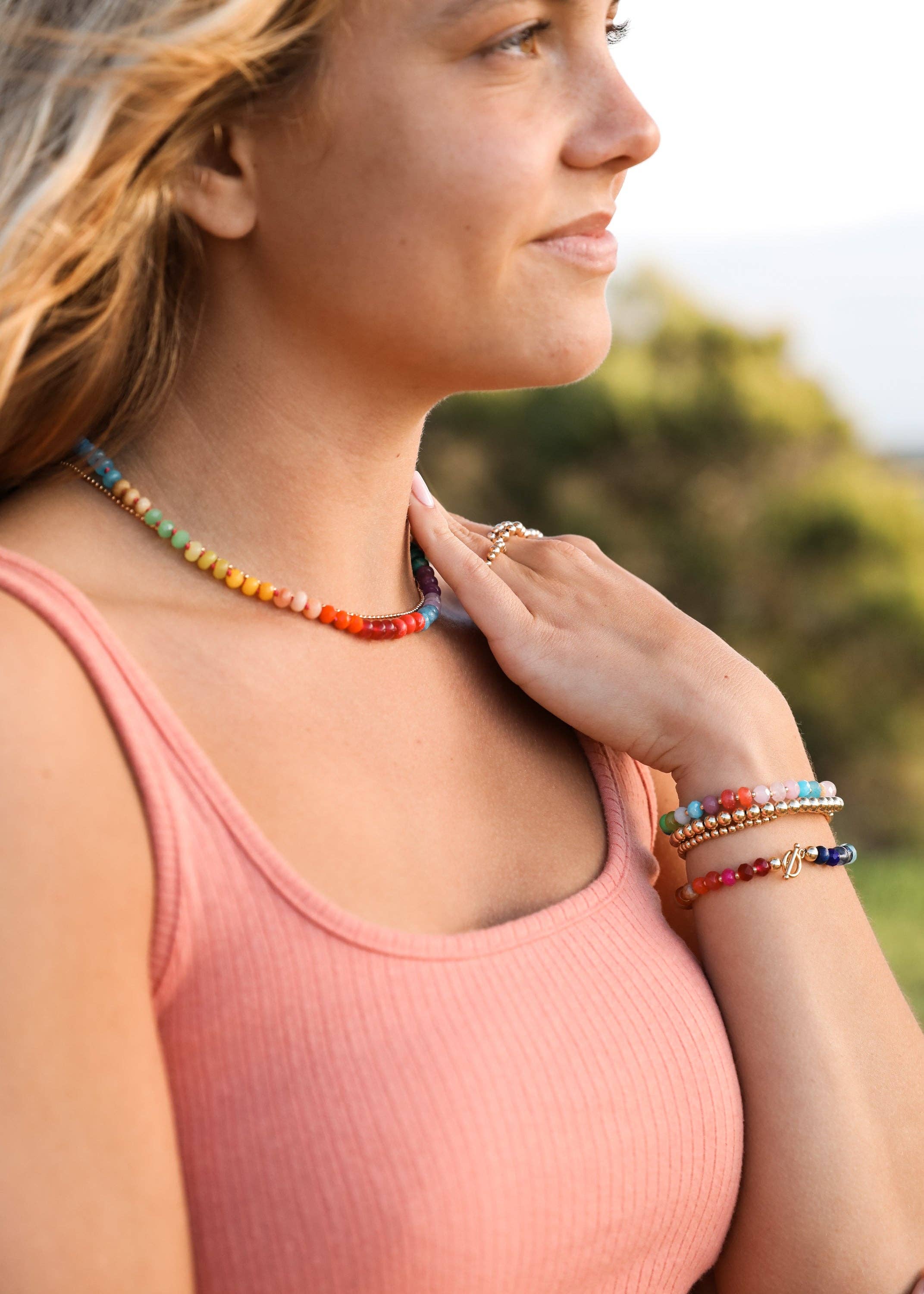 CanyonLeaf - Natural Gemstone Necklace + 14k Gold Filled Toggle : Paradise
