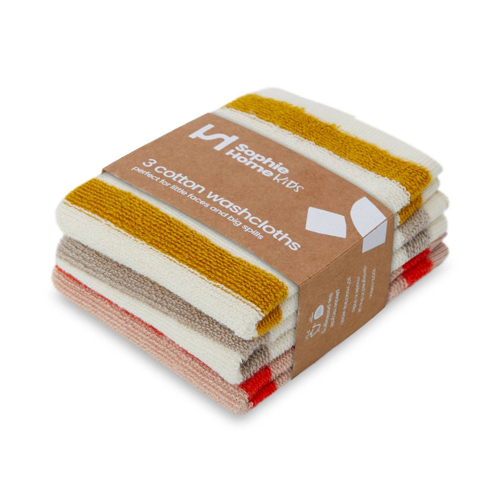 Sophie Home Reusable & Eco-Friendly Terry Washcloths - Striped Citrus