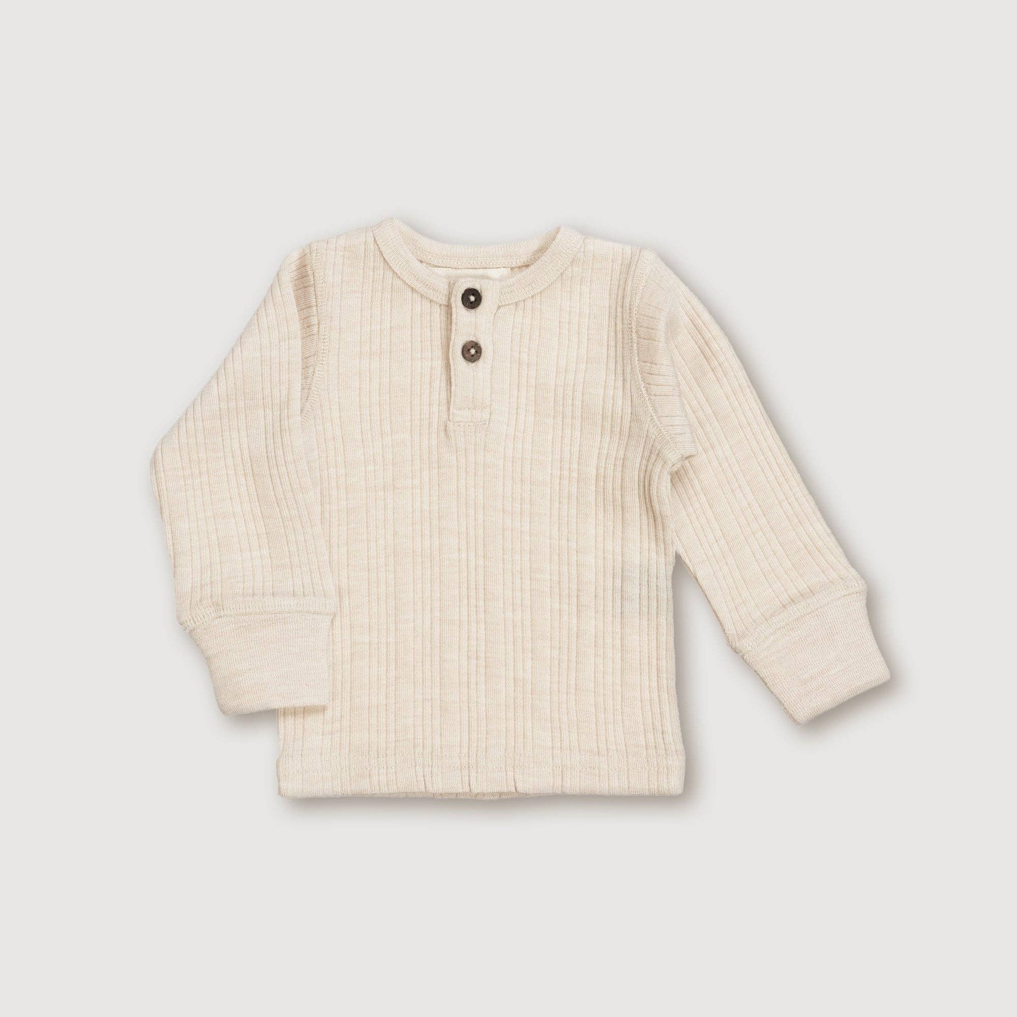Finch & Fable - Wool Rib Henley Top - Oat