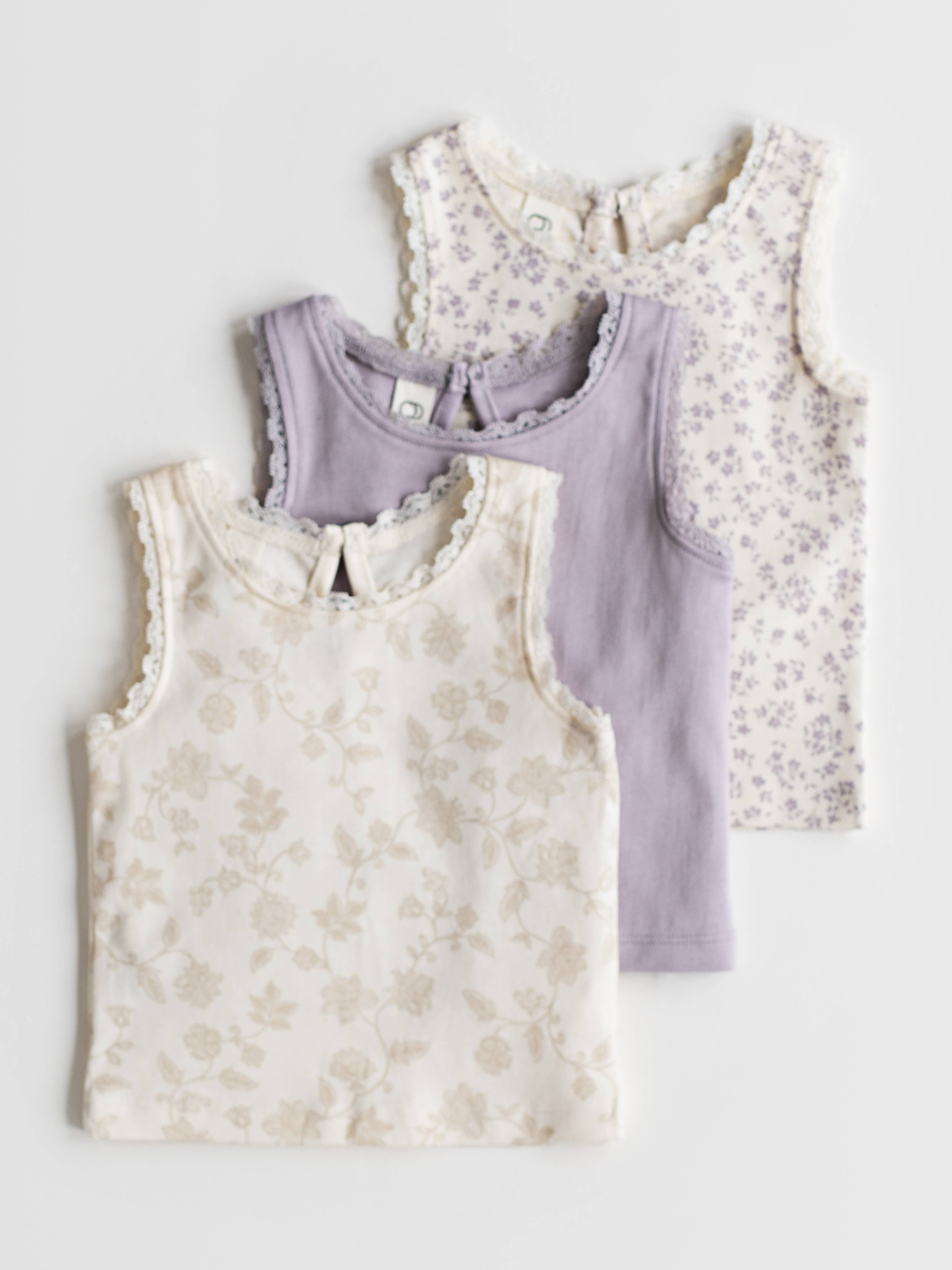 Colored Organics - Organic Baby & Kids Selene Lace Tank - Aria Floral / Beige