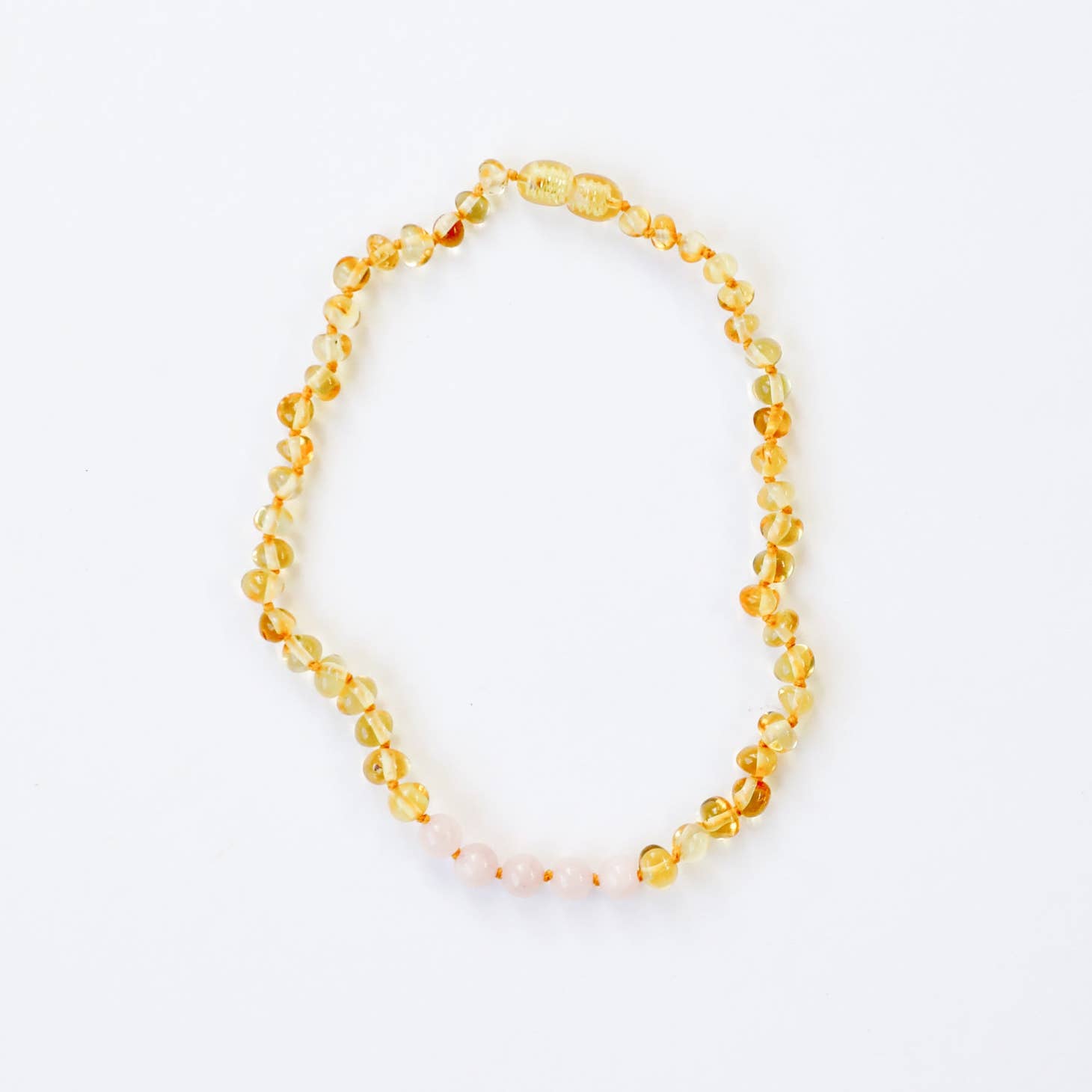 CanyonLeaf Polished Honey Amber + Rose Quartz Necklace