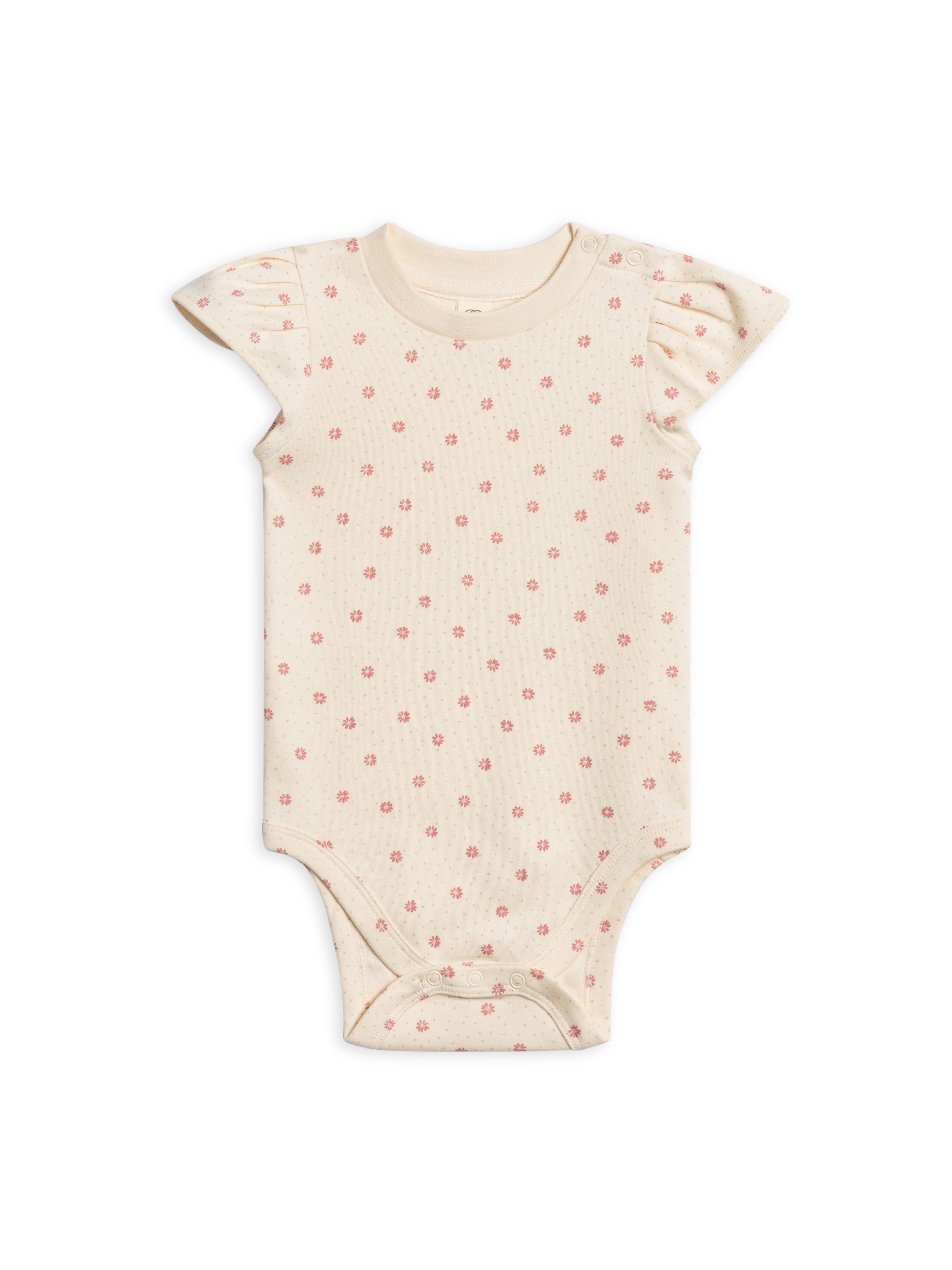 Colored Organics - Organic Pearl Petal Sleeve Bodysuit - Carla Floral / Punch