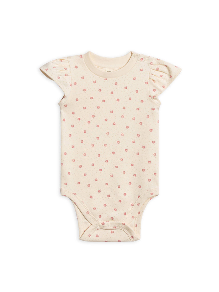 Colored Organics - Organic Pearl Petal Sleeve Bodysuit - Carla Floral / Punch