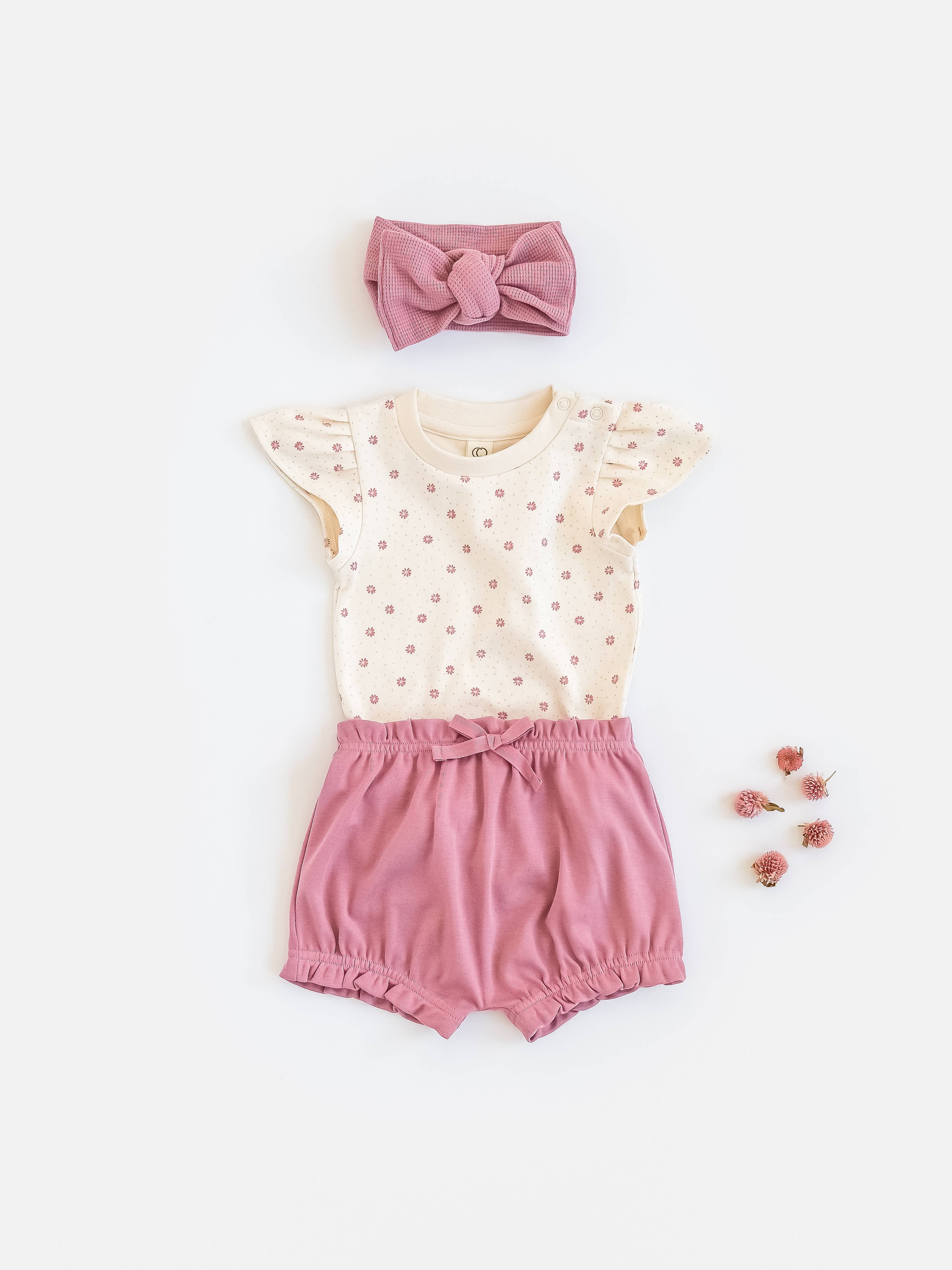 Colored Organics - Organic Pearl Petal Sleeve Bodysuit - Carla Floral / Punch