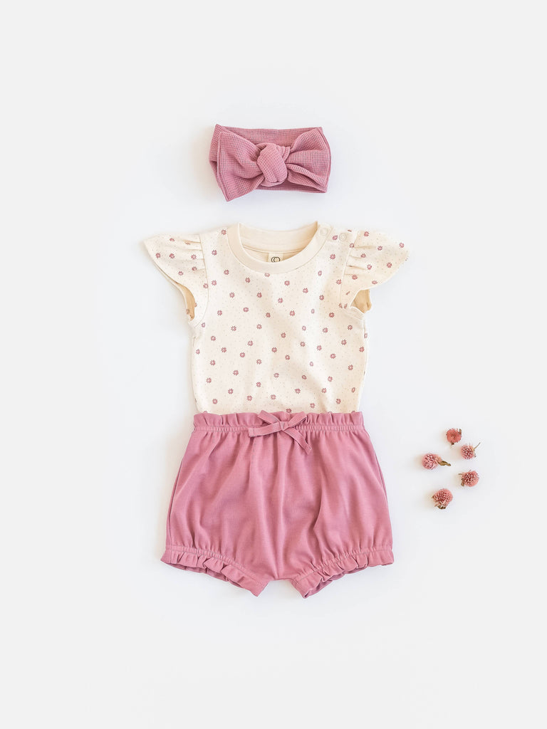 Colored Organics - Organic Pearl Petal Sleeve Bodysuit - Carla Floral / Punch