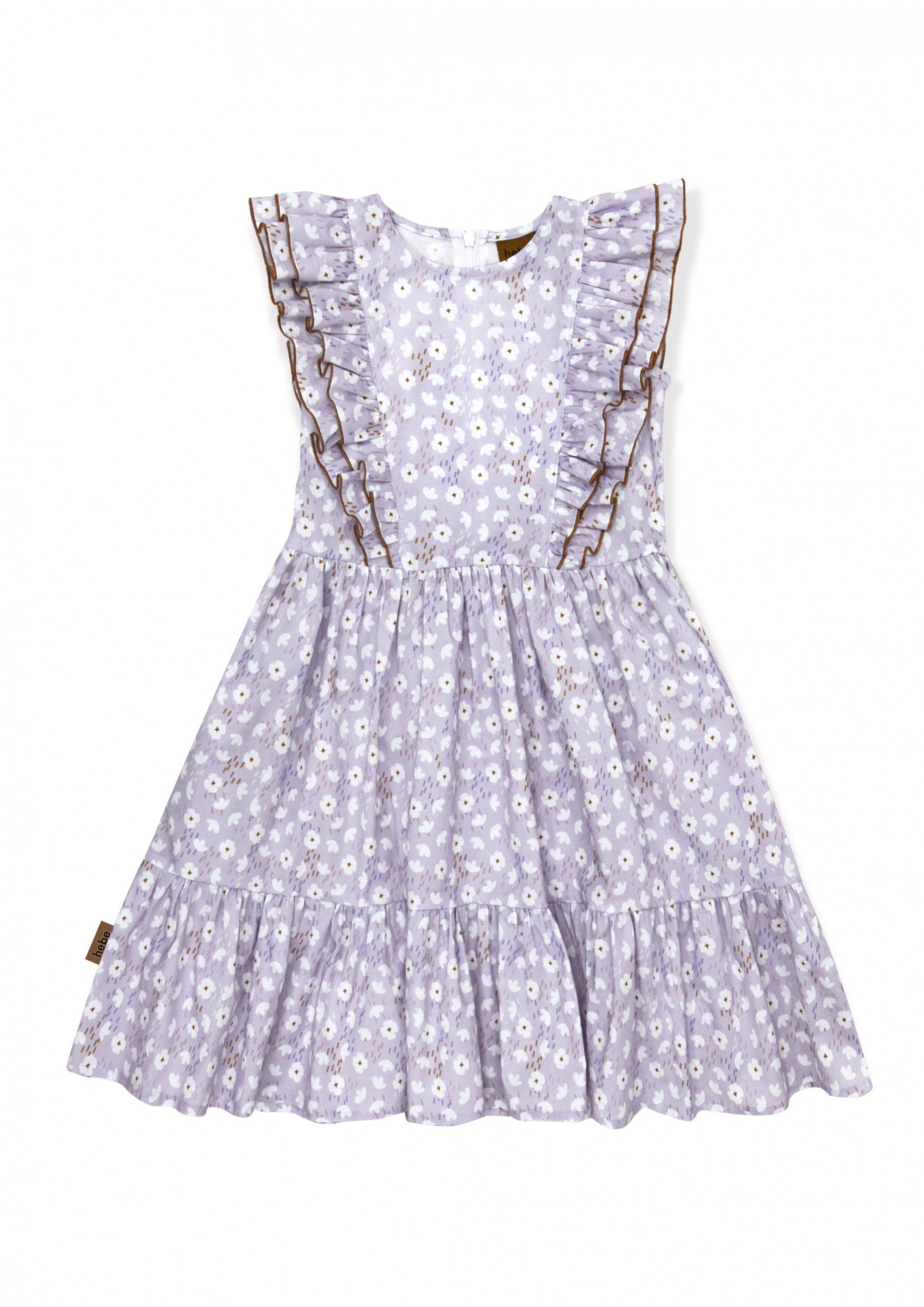Hebe Dress - Violet with Flowers Print