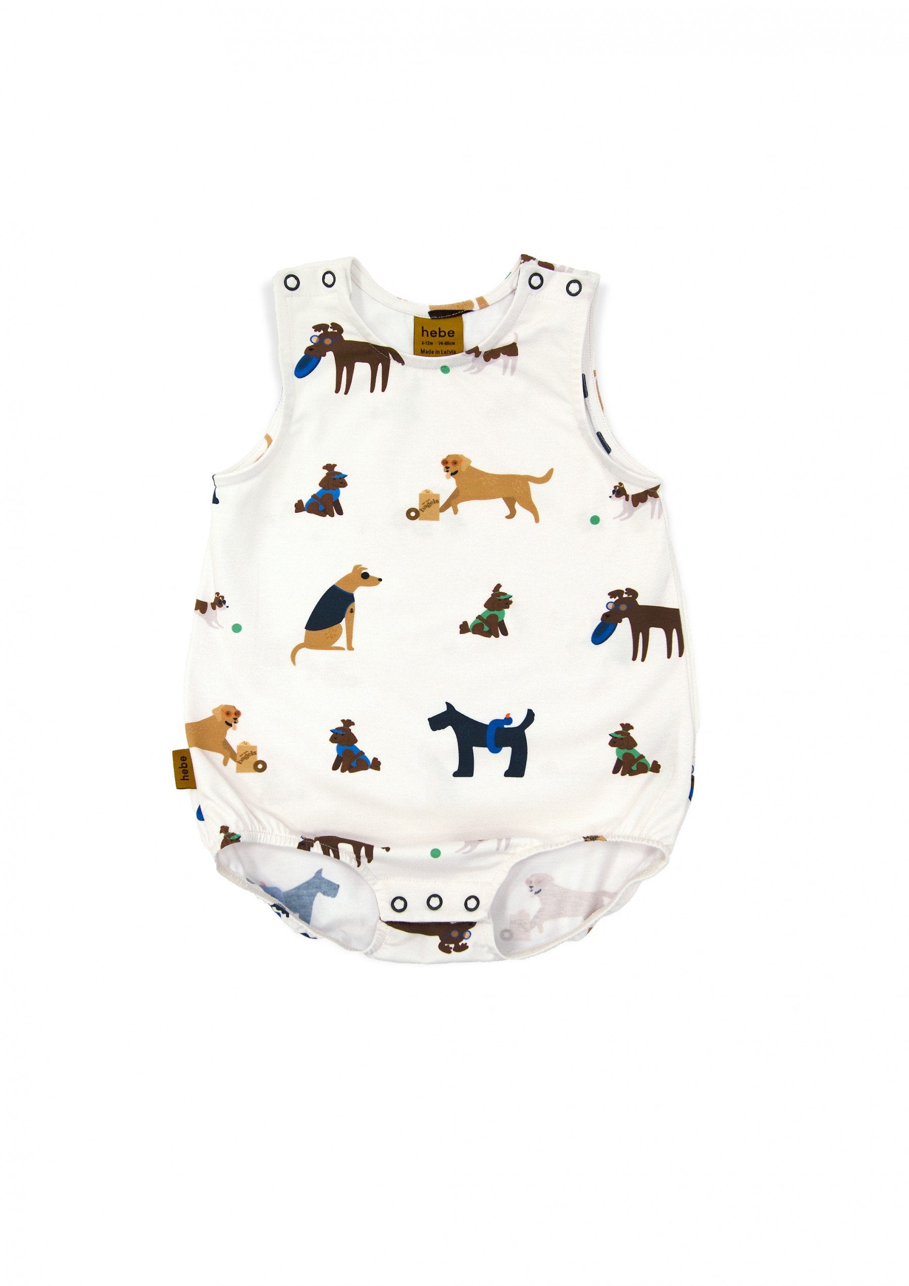 Hebe Romper - Off-White with Dog Print